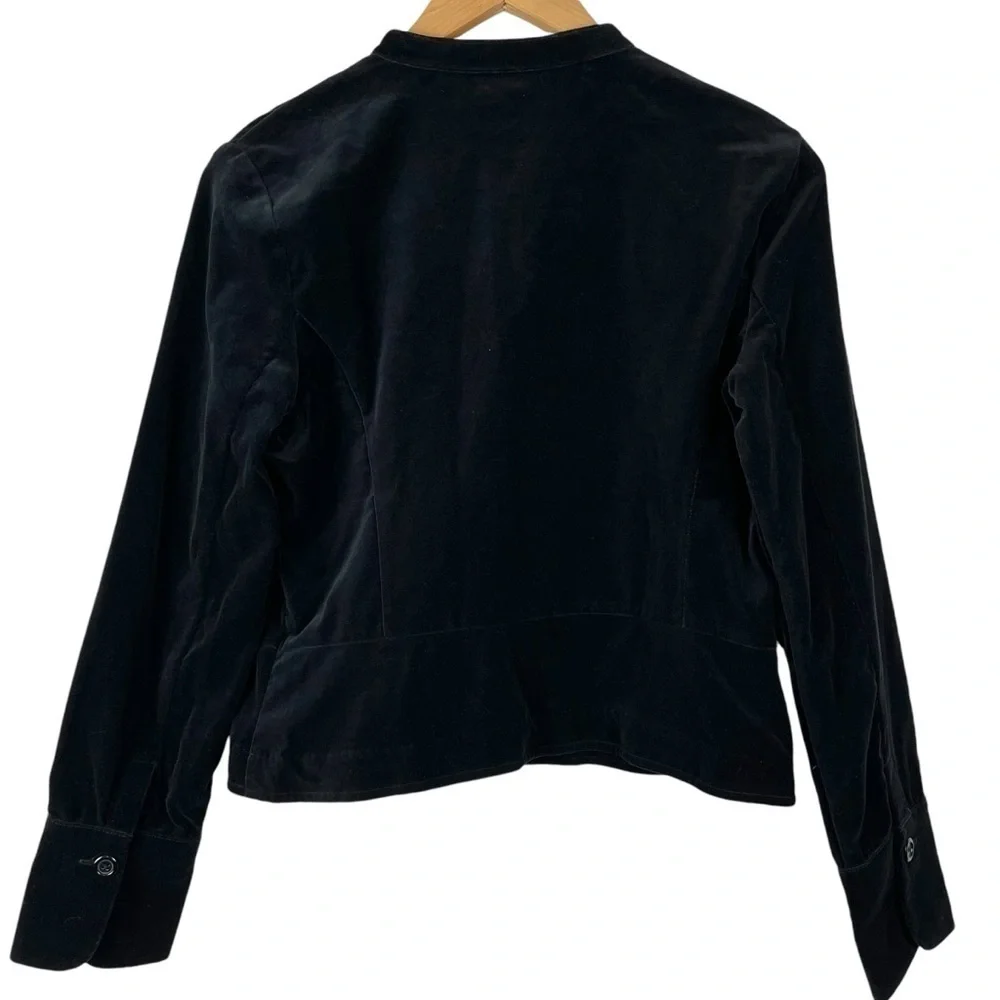 SO Black Cotton Velvet Hook & Eye Cropped Jacket Y2K Gothic Size Large